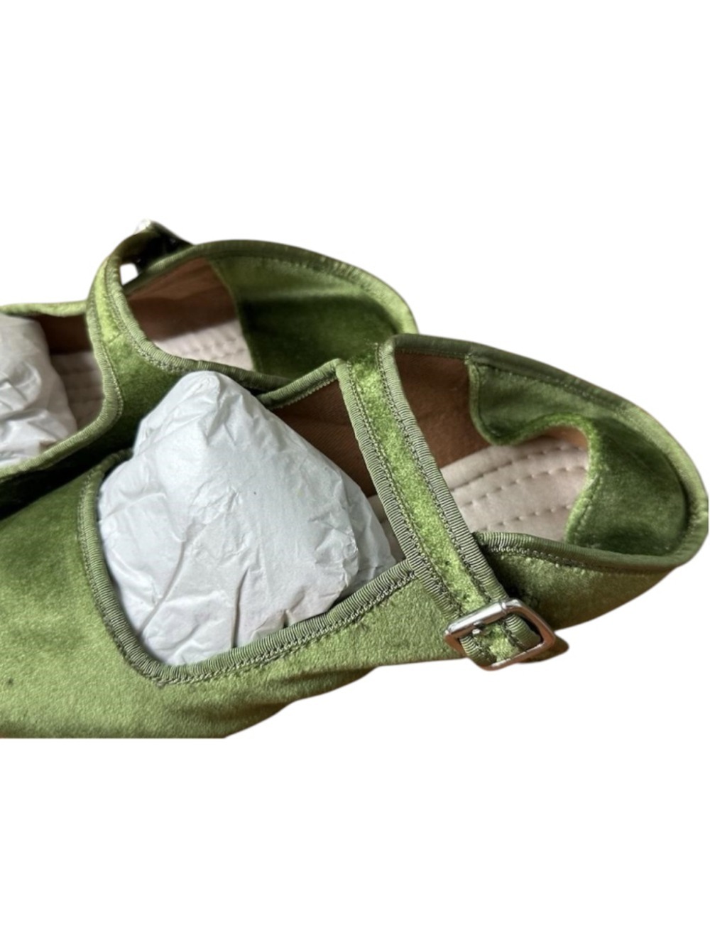 Free People Evie Mary Jane Velvet Flats Women's Size 37 (US/6) Green NIB - Picture 4 of 8